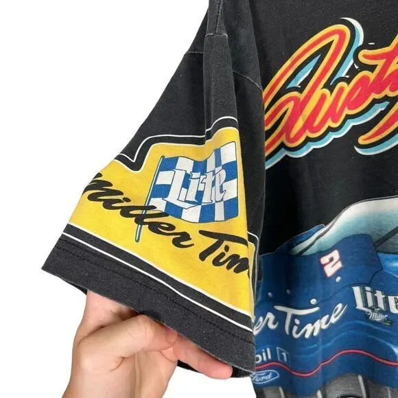 Vintage 90s Rusty Wallace Nascar All Over Print Chase Authentics T-shirt Mens L